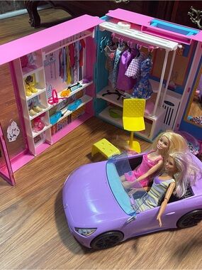 Mattel Barbie Pink Closet Playset, Car Dolls and Accessories